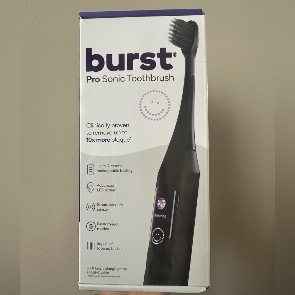 Burst Pro Sonic Toothbrush, Rechargeable Brush, w/ extra brush head